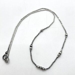 𝅺vtg Sterling Liquid Silver Heishi Tube & Ball Bead Choker Necklace 15”